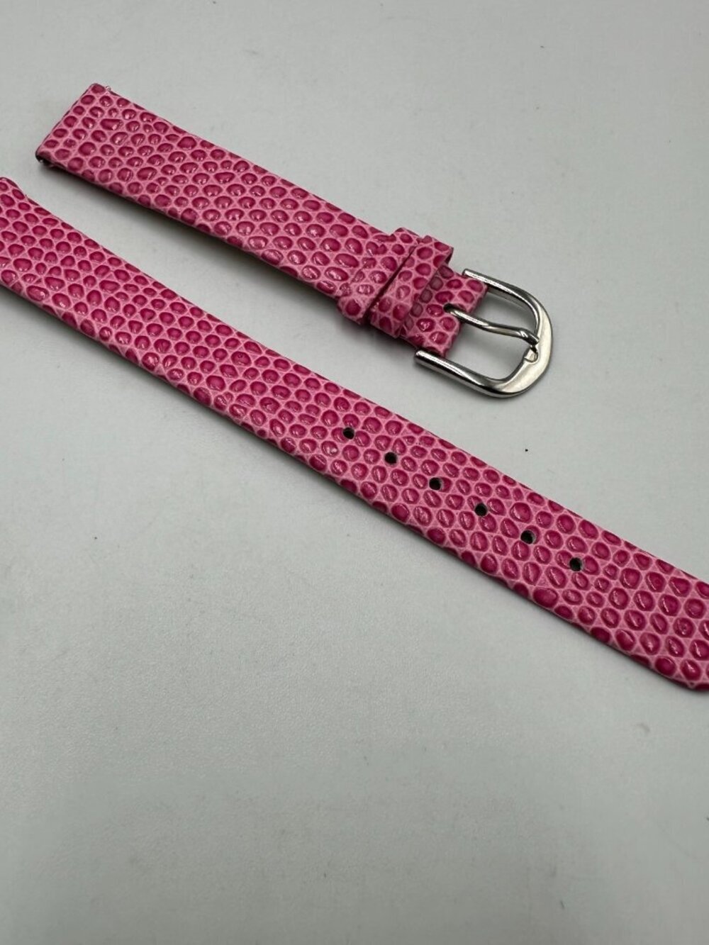 3/$30 Croton Replacement Watch Band Pink 14MM Embossed Leather Silver Buckle